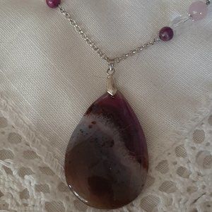 Purple Agate and Gemstone Necklace